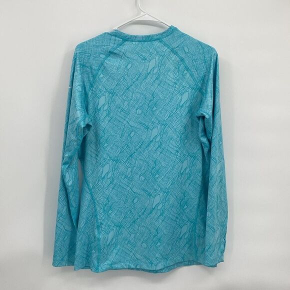 Nike Pro Combat Dri Fit Womens Fitted Long Sleeve Blue Fleece Lined Workout Top - Picture 8 of 9